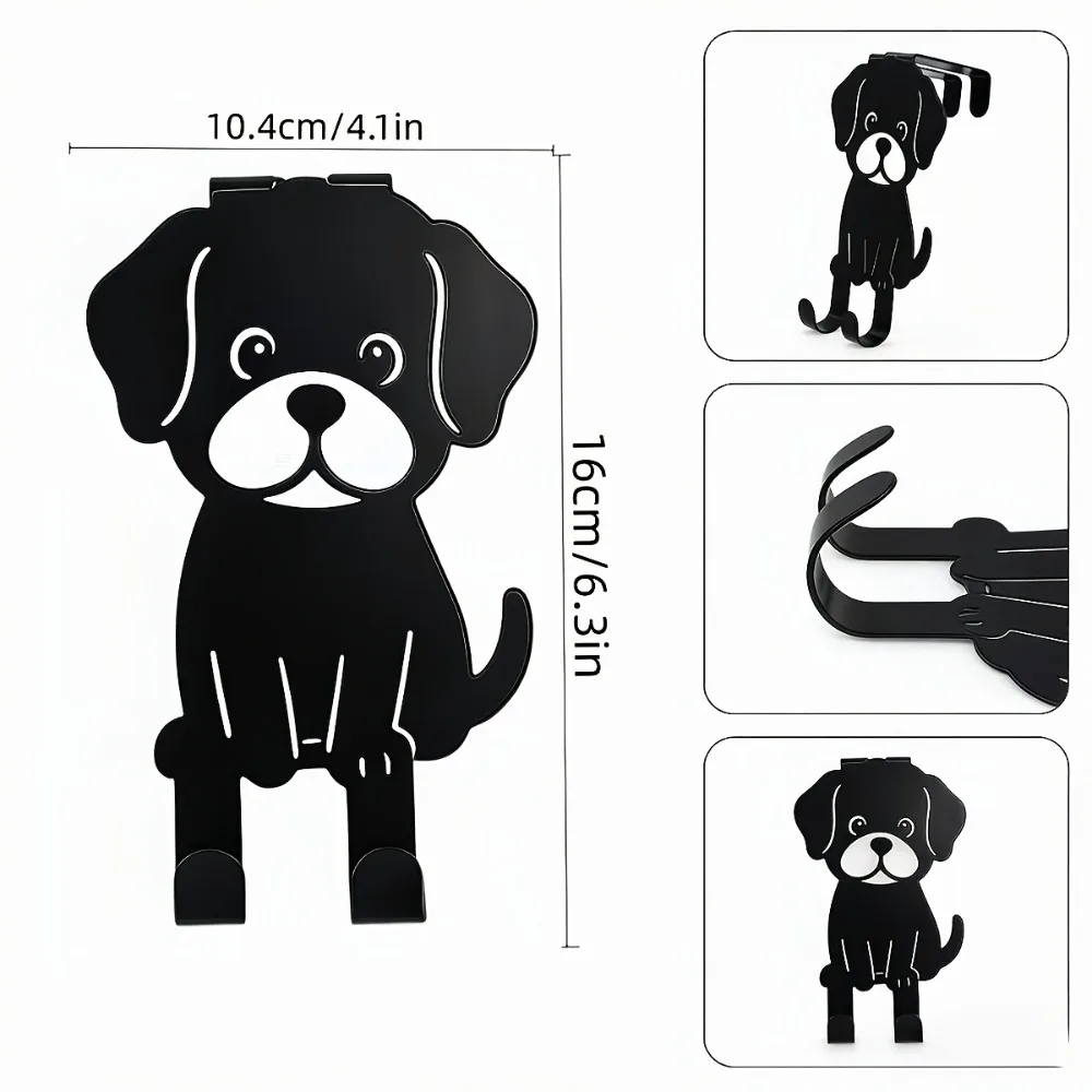 Brand 2D Flat Cute Black Puppy Metal Hanger,Laser‑Cut Over‑Door Multi‑Use Iron Hook Organizer for Entryway Bedroom