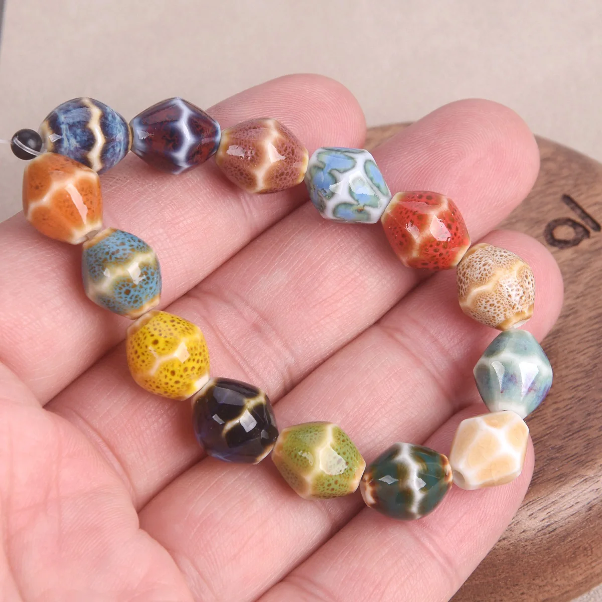 10pcs Bicone Shape 12x10mm Enameled Glazed Ceramic Porcelain Loose Beads For Jewelry Making DIY Crafts Findings