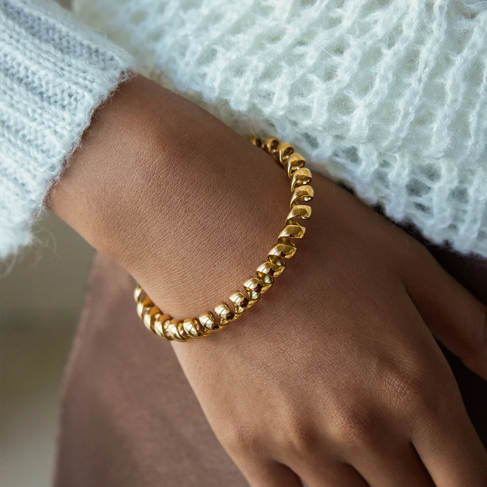 

ENFASHION Pulseras Line Bracelet Adjustable For Women's Stainless steel 18K Plated Gold High Street Fashion Jewelry Gift B252627