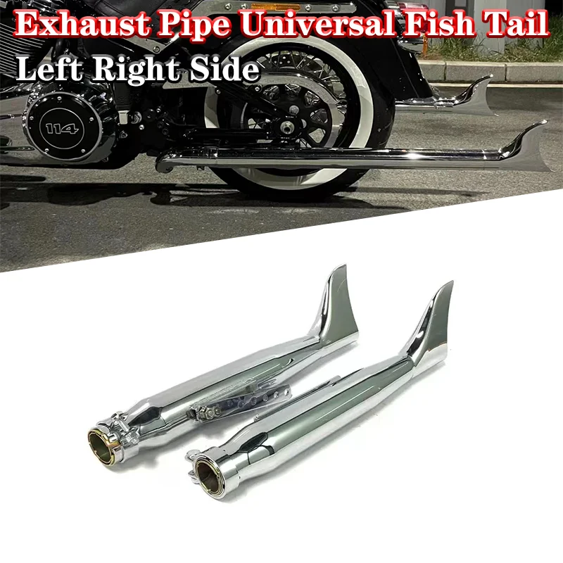 

Left Right Side Motorcycle Exhaust Pipe Universal Fish Tail For Bobbers Racing Bike Chopper Cafe Racer Vintage Silencer