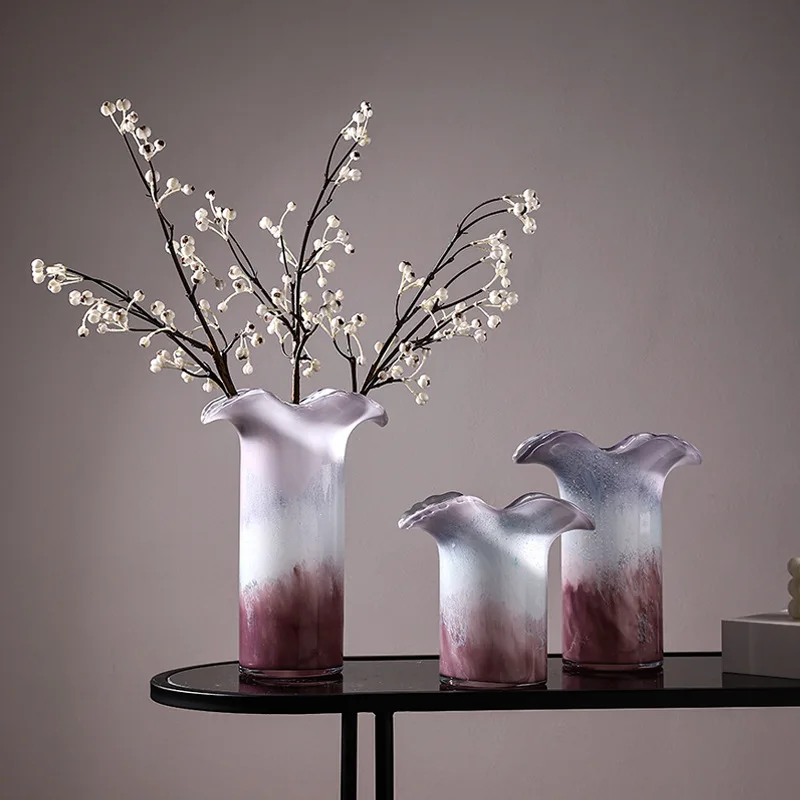 

Purple Wavy Vase Wave Edge Color Gradient Flower Vase Flower Arrangement Accessories Hydroponics Terrarium Home Decoration