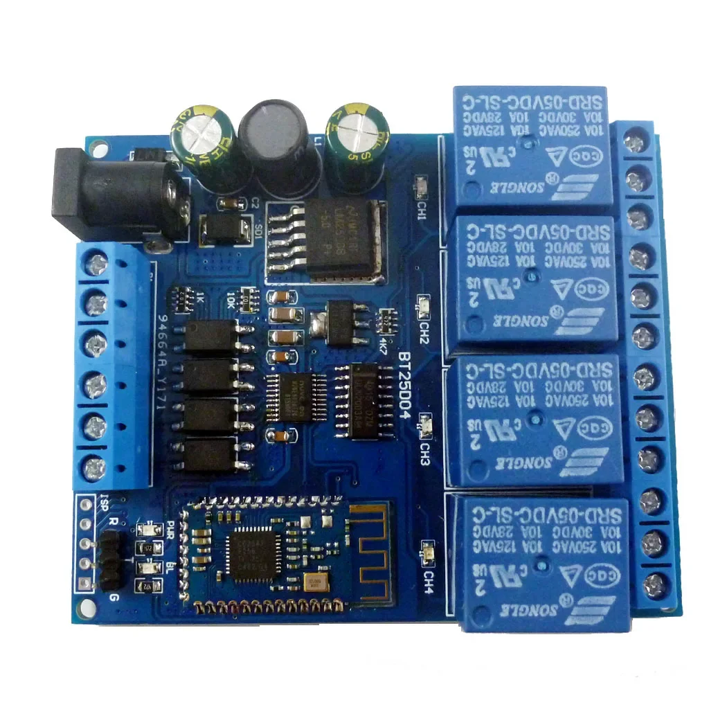 CC2541 BLE4.0 Bluetooth Relay Module 4CH DC6.5-25V Power Opto-Isolated External Trigger Smart Home Remote Switch