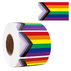 500pcs 5x3cm Gay Pride Stickers Rainbow Progress Pride Rectangle Shaped Roll Tape LGBT Sticker for Pride Parades Festival Party