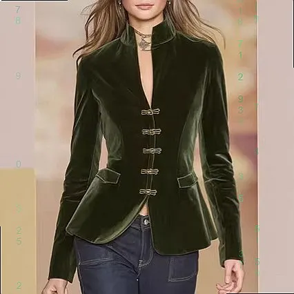 

Vintage Blazer Women Suit Jacket Velvet Slim Split Blazers Spring Summer Evening Dress Jackets