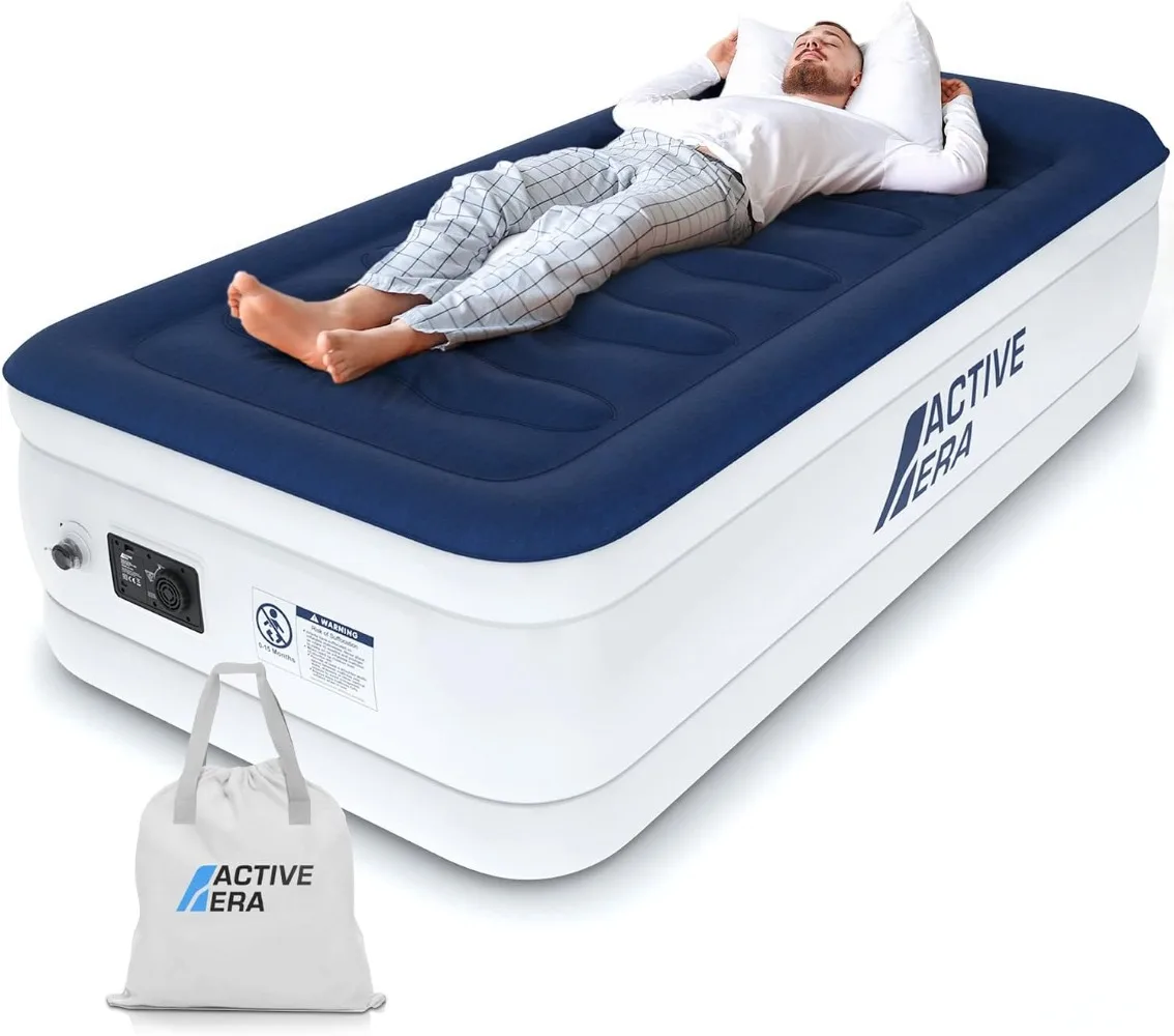 

Elevated Inflatable Twin Air Bed, Electric Built-in Pump, Raised Pillow & Structured I-Beam Technology, Height 21" (Inc Pillow)