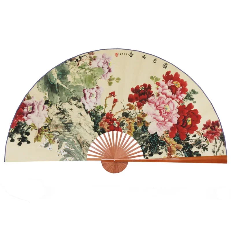 

Большой складной бумажный веер в китайском стиле, поделки, рамка для бамбука, фон, декоративный веер, подвесное украшение, веер, пион