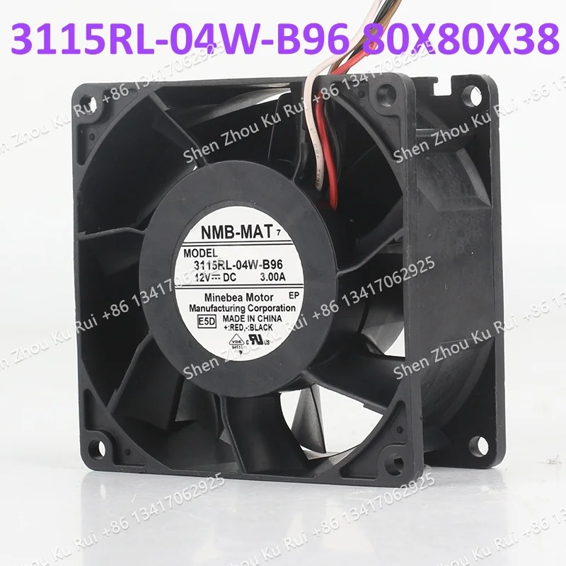 

80X80X38MM Original NMB DC 12V 3.00A AC EC 8038 high air volume PWM server four-wire 8CM 3115RL-04W-B96 cooling fan
