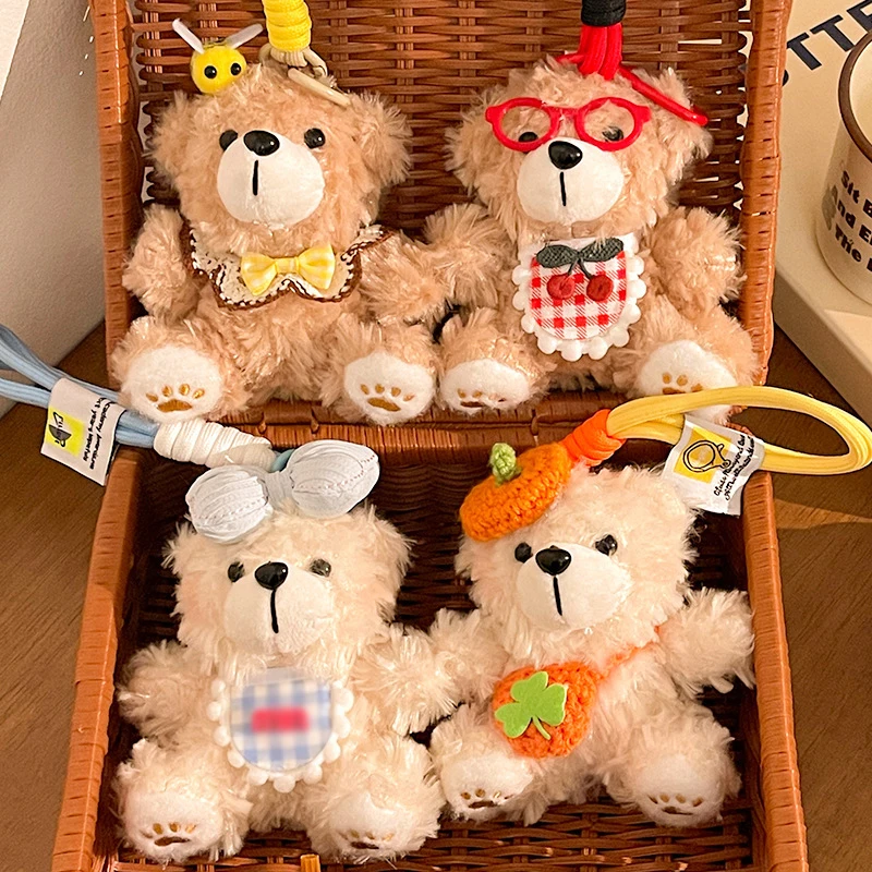 1 stücke Nette Cartoon Bär Plüsch Puppe Anhänger Schlüsselbund Exquisite Bär Gefüllte Puppen Spielzeug Tasche Charme Auto Schlüssel Dekorationen Kinder spielzeug