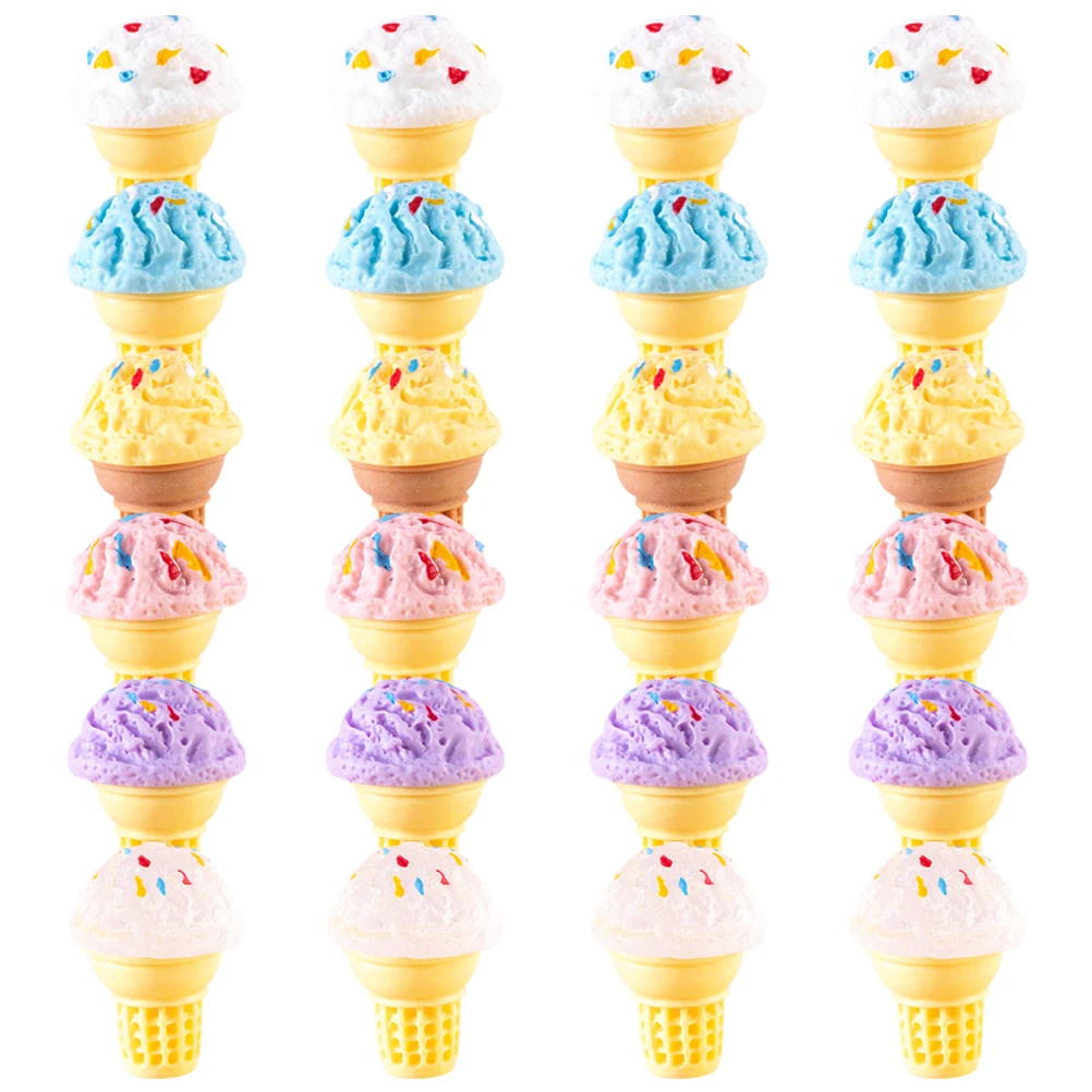 

24pcs Ice Cream Cone Food Miniatures Resin Dollhouse Accessories Realistic Kitchen Decorative naments for Mini House