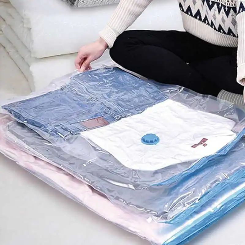 

5PCS Vacuum Compression Bags for Quilt Clothes with Air Pump Transparent Underbed Underbed Wardrobe Compressed Storage Bags