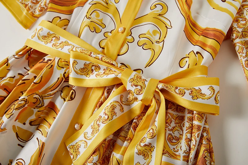 Vestidos camiseros con estampado de Cachemira amarilla para vacaciones de verano, Vestidos de fiesta en la playa con cintura alta y cuello vuelto para mujer