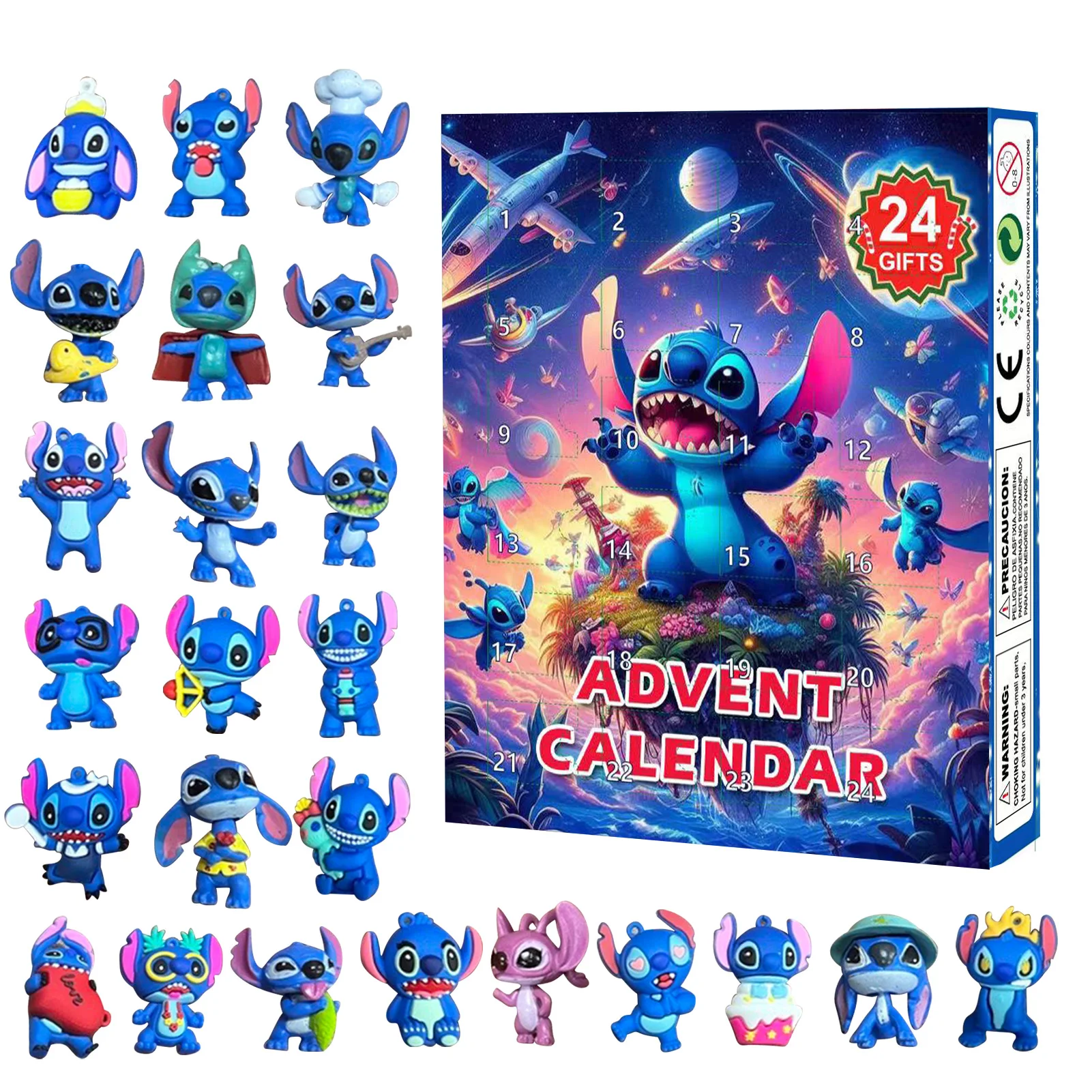 Anime Lilo & Stitch Figure Halloween Angel Christmas Advent Calendar Box Kawaii Stitch Figure Action Model Toys Holiday Gifts