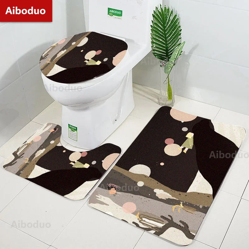 

Aiboduo 3pcs/set Cute Carpet Drop Shipping NonSlip S M Girl Heart Art Home Decoration Restroom RugToilet Lid Cover Set Bath Mat