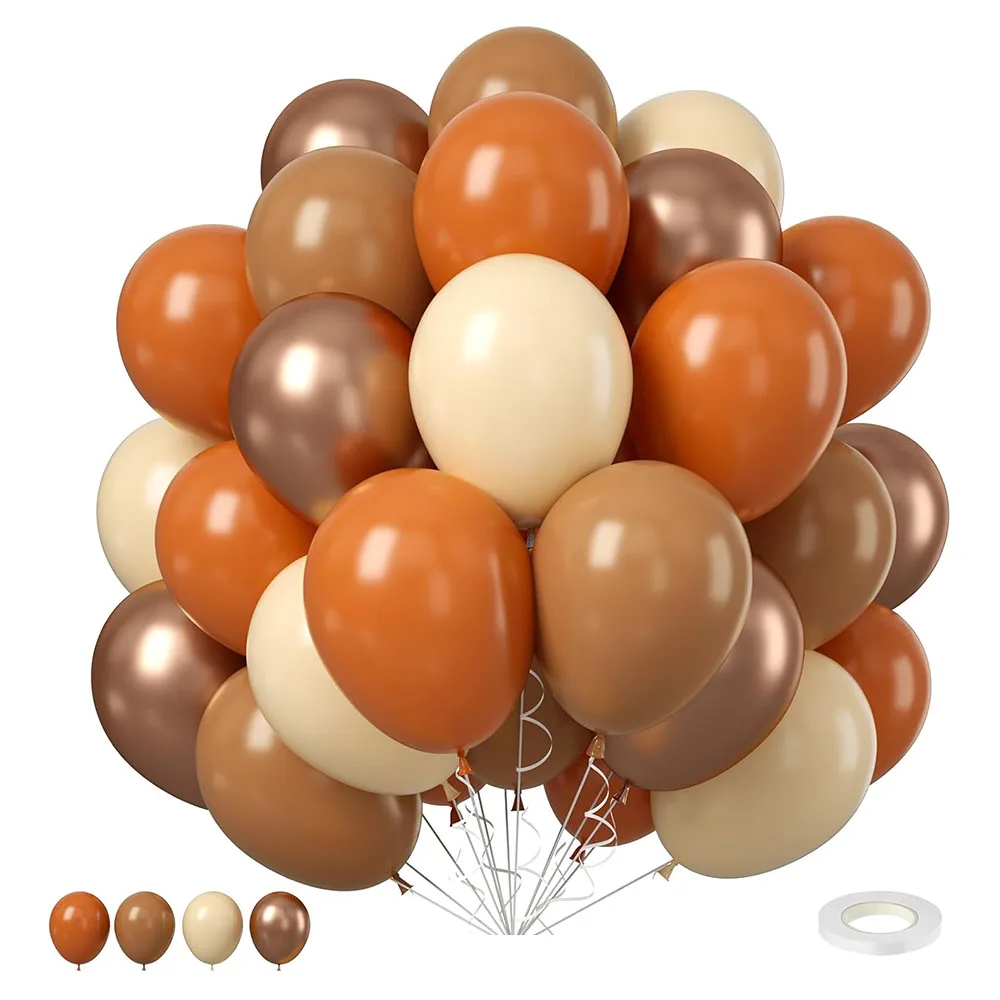 40 قطعة من بالونات الخريف الملونة المحروقة باللون البرتقالي العاري البني المعدني بالونات الشمبانيا لخريف الخريف وزينة حفلات عيد الشكر #1