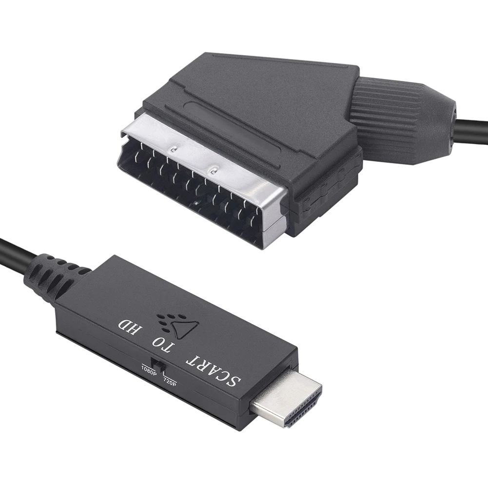 1080P SCART do konwerter wideo-audio HDMI kabel Adapter z męskiego na męskie dane wejściowe SCART do wyjście HDMI dla wtyczka typu Plug Play HDTV