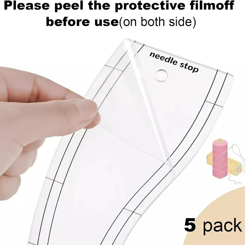 5 Pcs Acrylic Wave Ruler Quilting Stencils DIY Drawing Template Measure Tailor Ruler Soft Patchwork Ruler