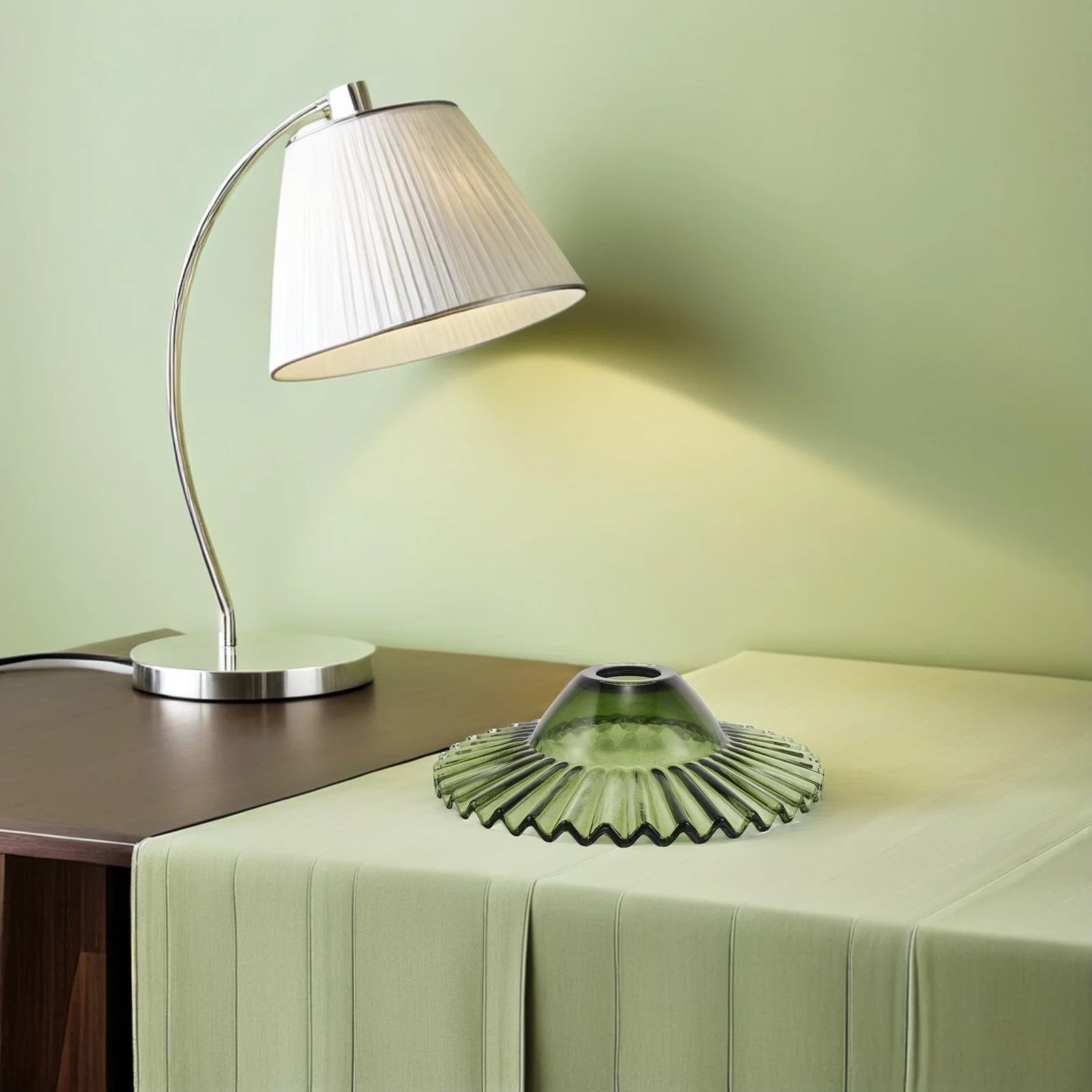 

Green Glass Pendant Light Shade Retro Trumpet Hanging Lampshade Replacement Japandi Style Ceiling Decor For Living Room