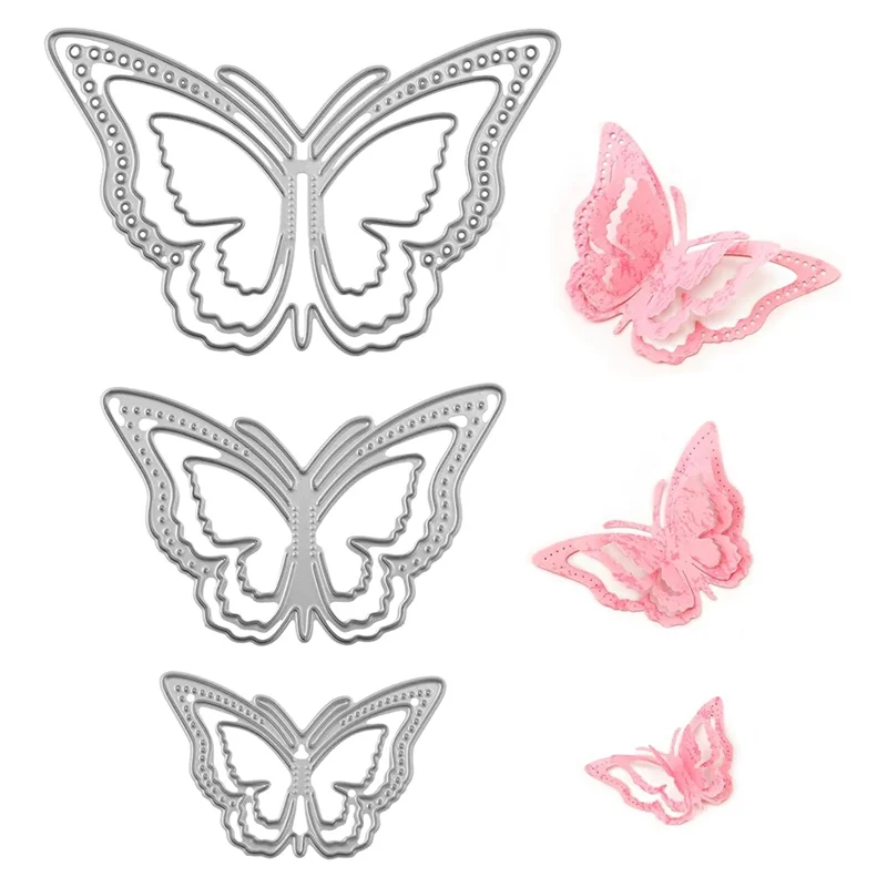 LICE-3 pezzi fustelle in metallo a farfalla 3D, fustellate a farfalla per la creazione di cartoline fustelle per telaio a farfalla