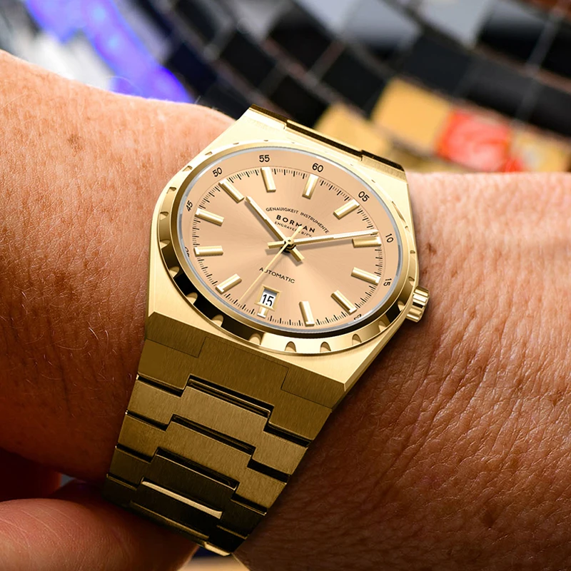BORMAN Super Thin Men Business Commuter Automatic Mechanical Watch Miyota 9015 Movement Watches Sapphire Glass Waterproof Clock