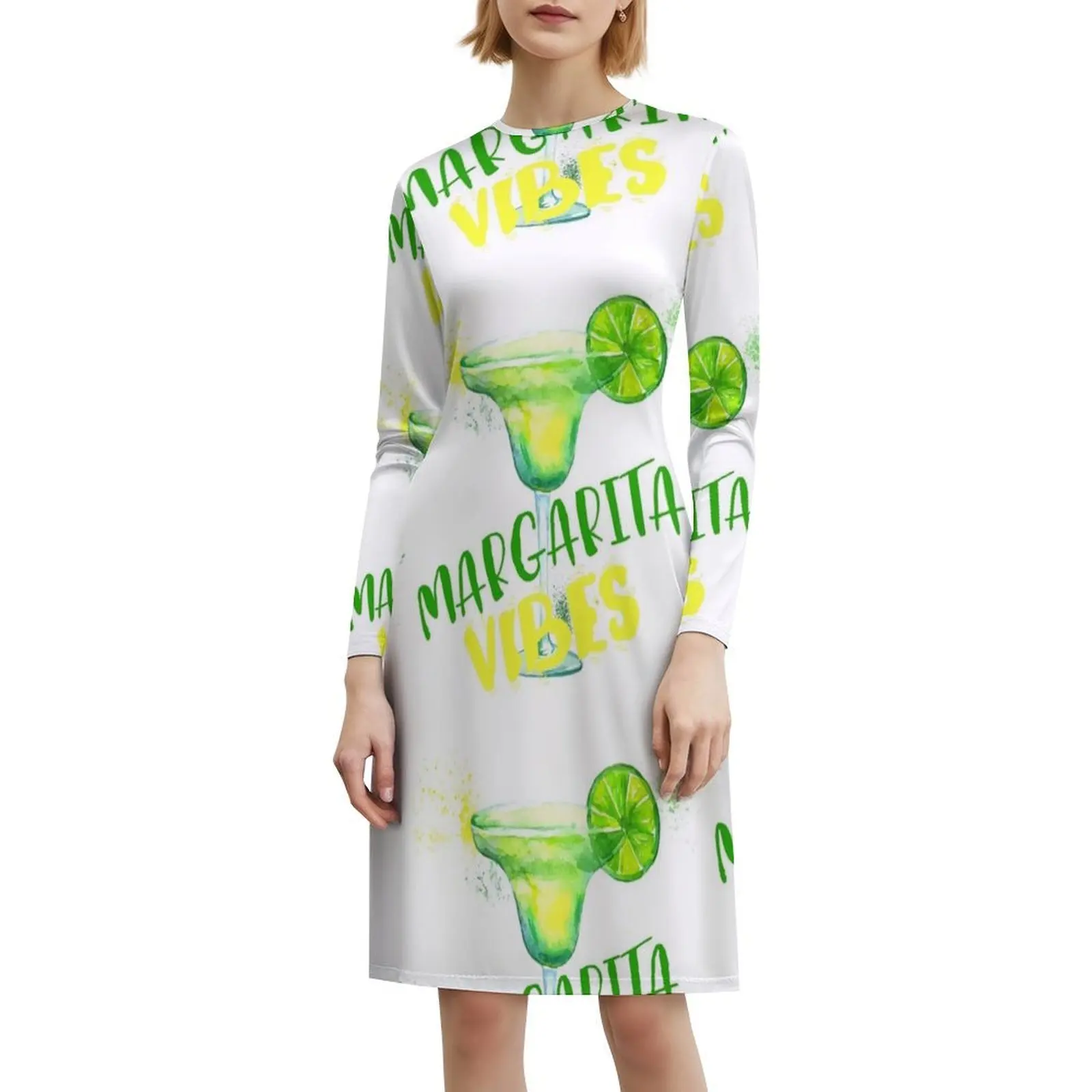 فستان مارغريتا فيبس النسائي الأنيق للحفلات على شكل حرف a مع خيارات قصيرة/طويلة/بدون أكمام مارغريتا تيكيلا مشروب كوكتيل