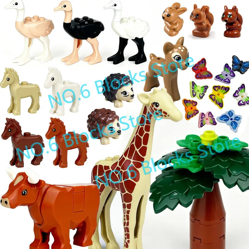 MOC Animal Building Blocks Sheep Dog Wolf Dolphin Pig Whale Elephant Educational Small Particle Zoo Scene Gift DIY Brick Toy S15