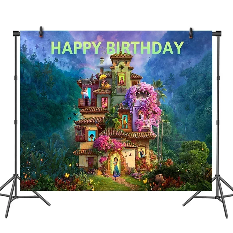 150X100CM Disney New Encanto Movie Kids Party Background Stand Photo Decorative Cloth Kids Birthday Mirabel Wall Decor Curtains