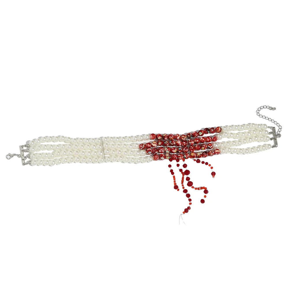 

1Set Pearl Necklace for Women Gothic Style Layered Clavicle Chain Adjustable Fashion Jewelry Gift for Birthday Christmas Prom