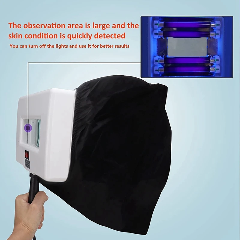

Skin Analyzer Woods Lamp Skin Analyzer, Portable Magnifying Analyzer Woods Lamp with Shade Cloth for Skin Testing US Plug