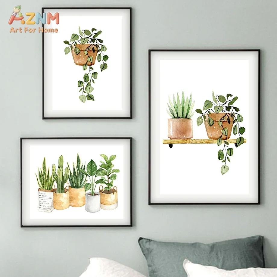 Pósteres de plantas verdes de Cactus Tiger Pilan Monstera, pintura en lienzo con impresión minimalista, arte de pared para sala de estar, decoración moderna para el hogar