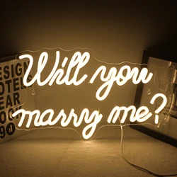 Enseigne au néon LED avec inscription Will You Marry Me, décoration murale pour chambre à coucher, lampe cadeau, proposition surprise romantique, décorations de mariage