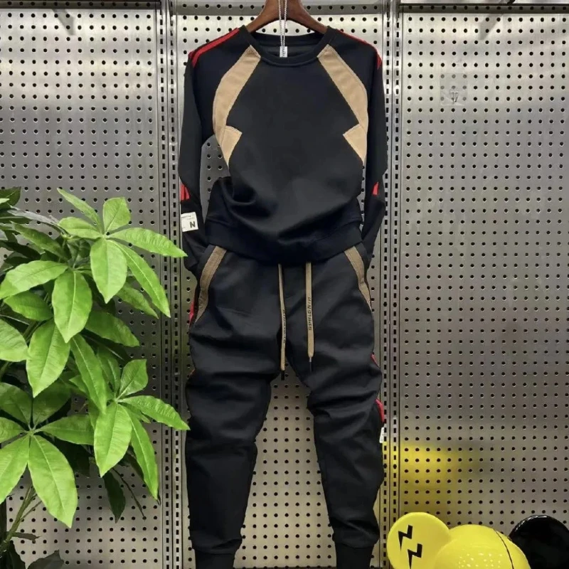 

2025 Autumn and winter fashion sportswear men's casual set, trendy round-neck hoodie and long pants two-piece men's clothing