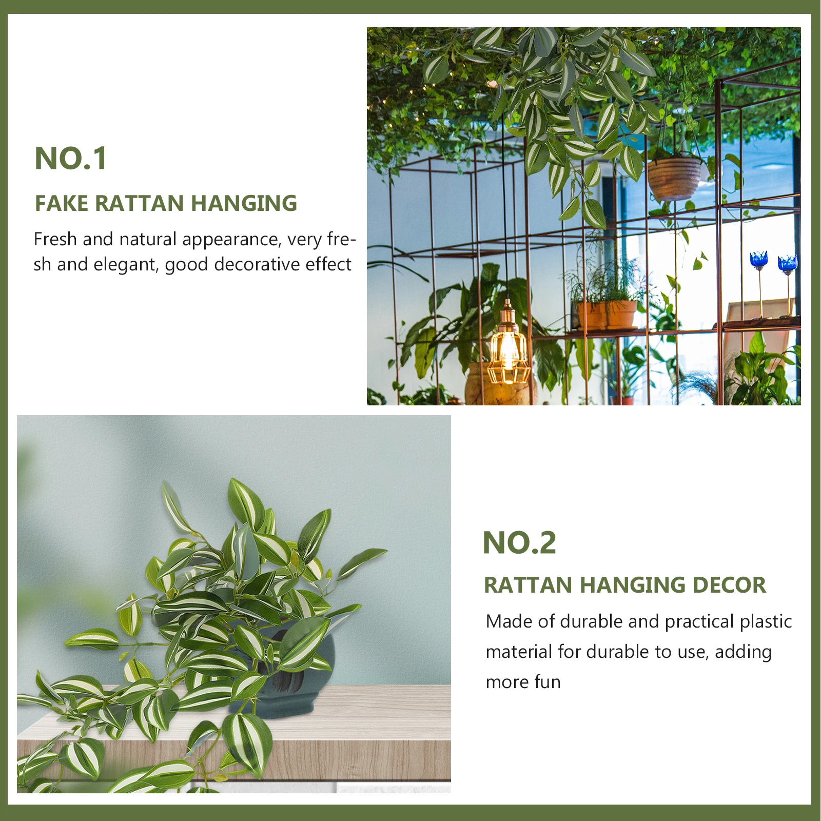 

1Pcs Artificial Rattan Hanging Ornament Realistic Wall Decor Pendant Fake Plant Decoration for Home Wedding Party Festival