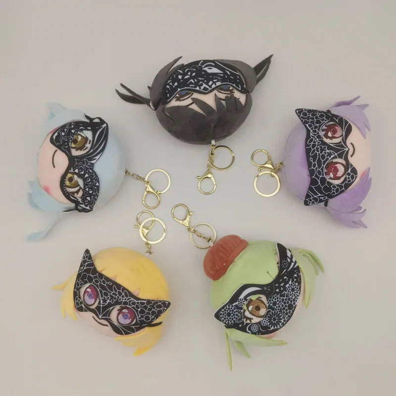 AVE MUJICA Masquerade Plush Keychain BanG Dream Anime Character Head Plush Pendant Cute Mask Design Doll Key Ring Gift