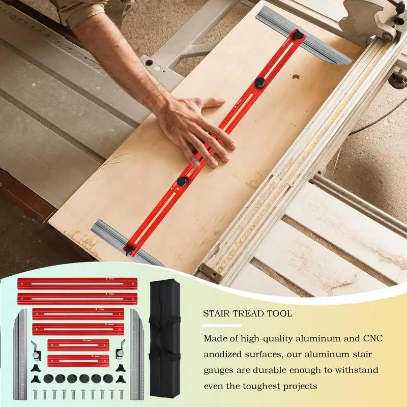 

Stair Tread Template Tool Shelf Scribe Layout Tool for Stairs Heavy Duty Stair Tread Layout Measuring Gauge for Home Factory