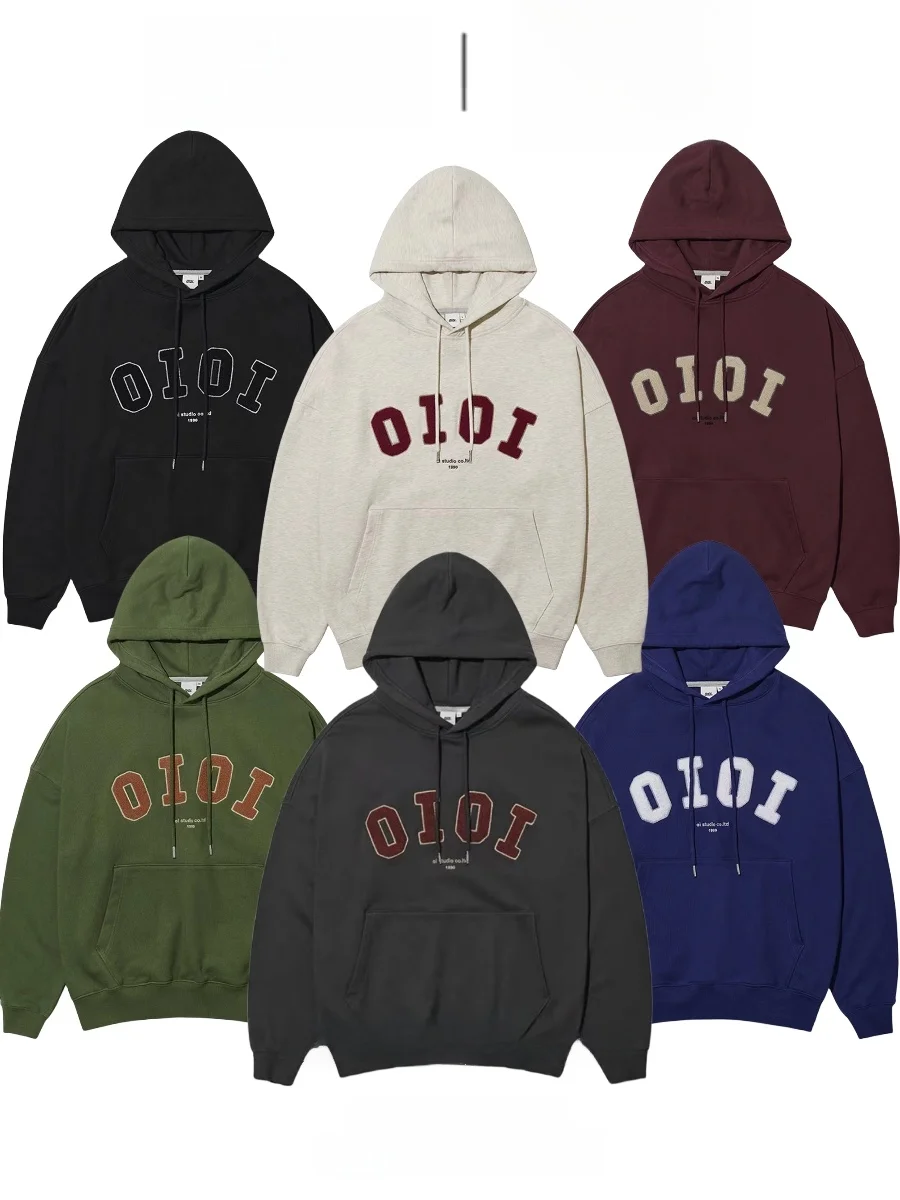

Новинка 2024: Худи Oioi с 3D-вышивкой и буквенным узором, хлопковая, с длинными рукавами, свободного кроя, для пар, осень-зима, женская