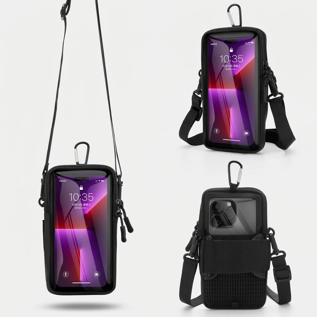 

Sport Armband For Smartphone Running Fitness Waist Bag 3-In-1 Design Touch Screen Window Reflective Strips