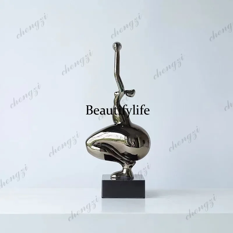 Creative red yoga girl modeling character ornament resin modern living room soft decoration a95