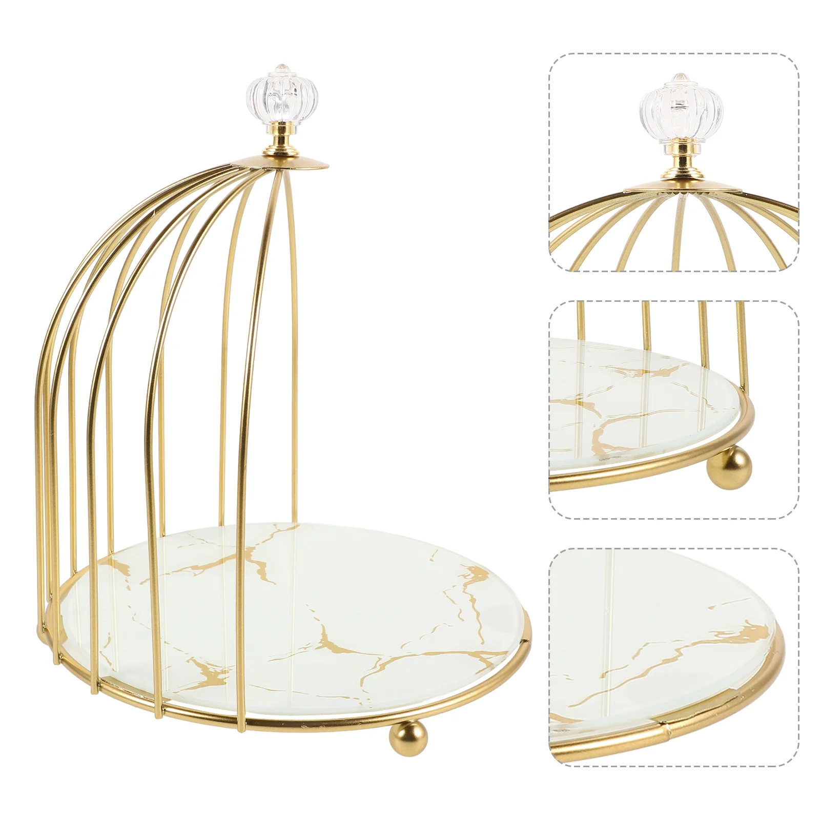 

Food Birdcage Cake Stand Platters Decorating Kit Glass Turntable Afternoon Tea Party Tray