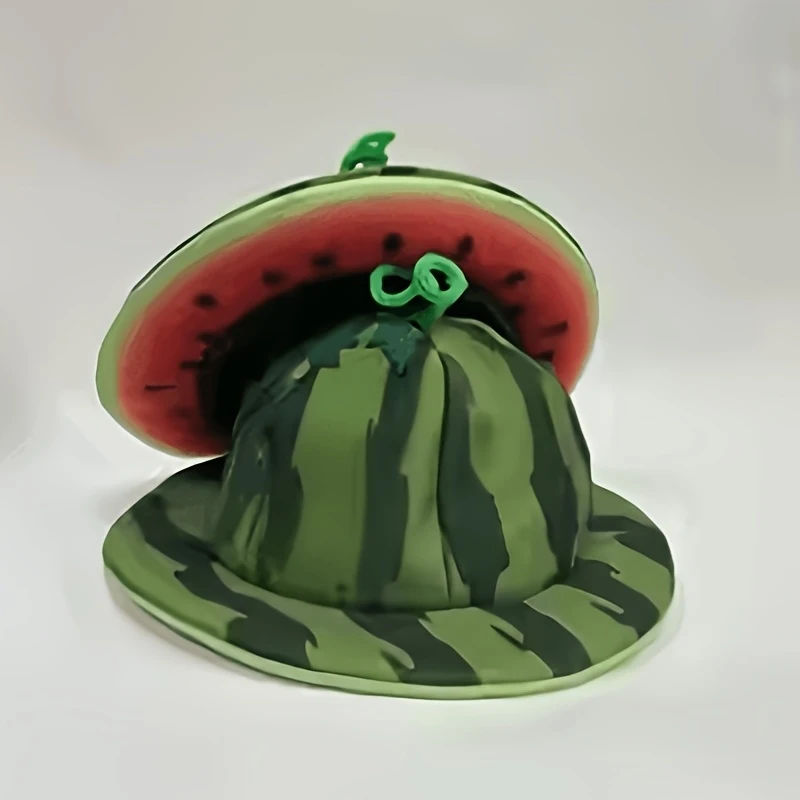 Summer Watermelon Pattern Breathable Quick-Dry Cycling Cap Polyester Fiber Riding Hat Whimsical Fruit Holiday Party Costume