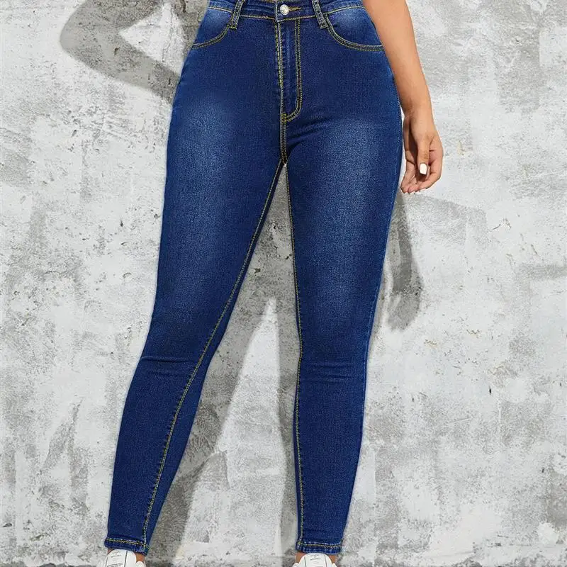 

Утягивающие женские джинсы с высокой талией, длинные брюки-карандаш, модные женские брюки больших размеров, зимняя коллекция