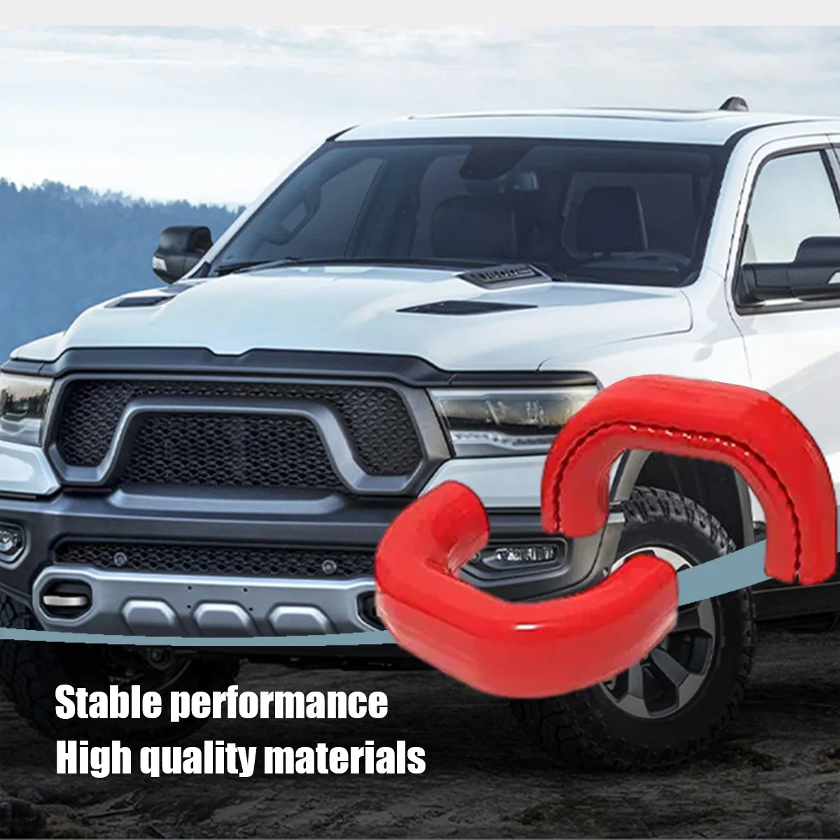 

Compatible for 2019-2024 RAM 1500 - Front Tow Hook Cover, Red Trailer Hitch Cover for Car, Vehicle Accessories Auto Parts