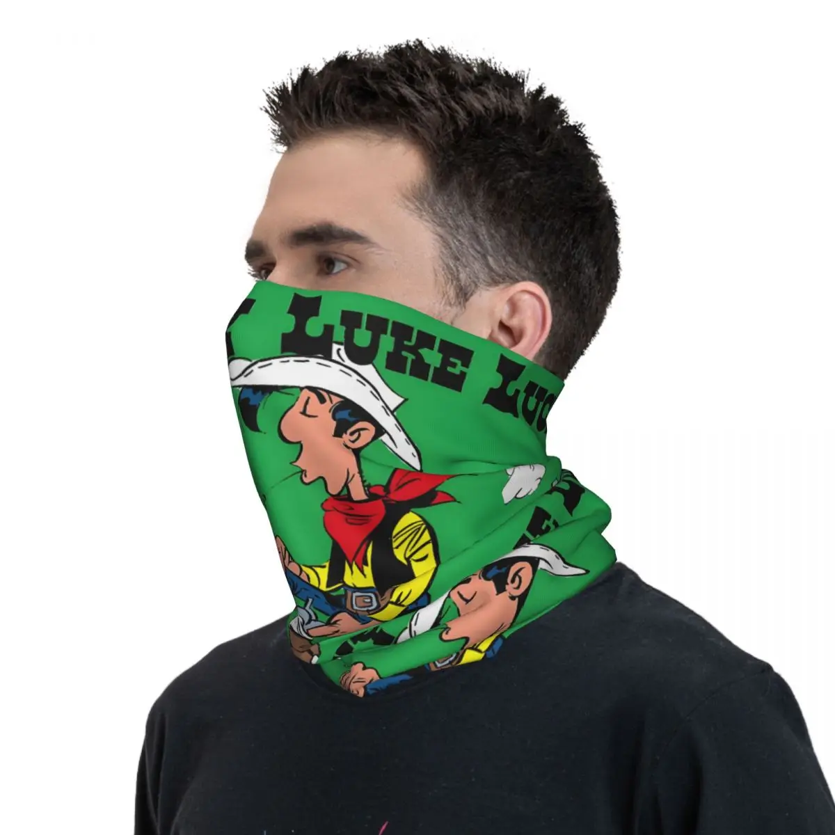 Lucky Luke Bandana Gaiter para homens, aquecedor de pescoço, esqui e correndo tubo cachecol, médico, enfermeira rosto, headband, (5)