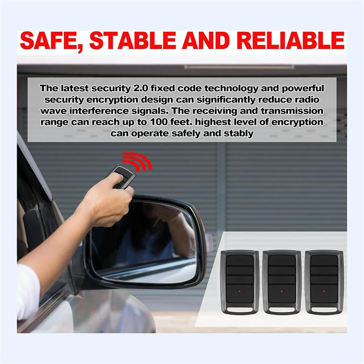 A57G-4Pcs Garage Door Remote Compatible with O3T-BX O3T-A 315/390MHZSeek,Dual Frequency Universal Garage Door 3 Button Remote