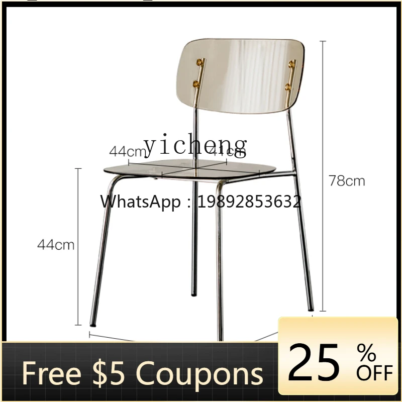 

ZZk Transparent Dining Chair Household Acrylic Backrest Chair Simple Dining Plastic Negotiation Chair