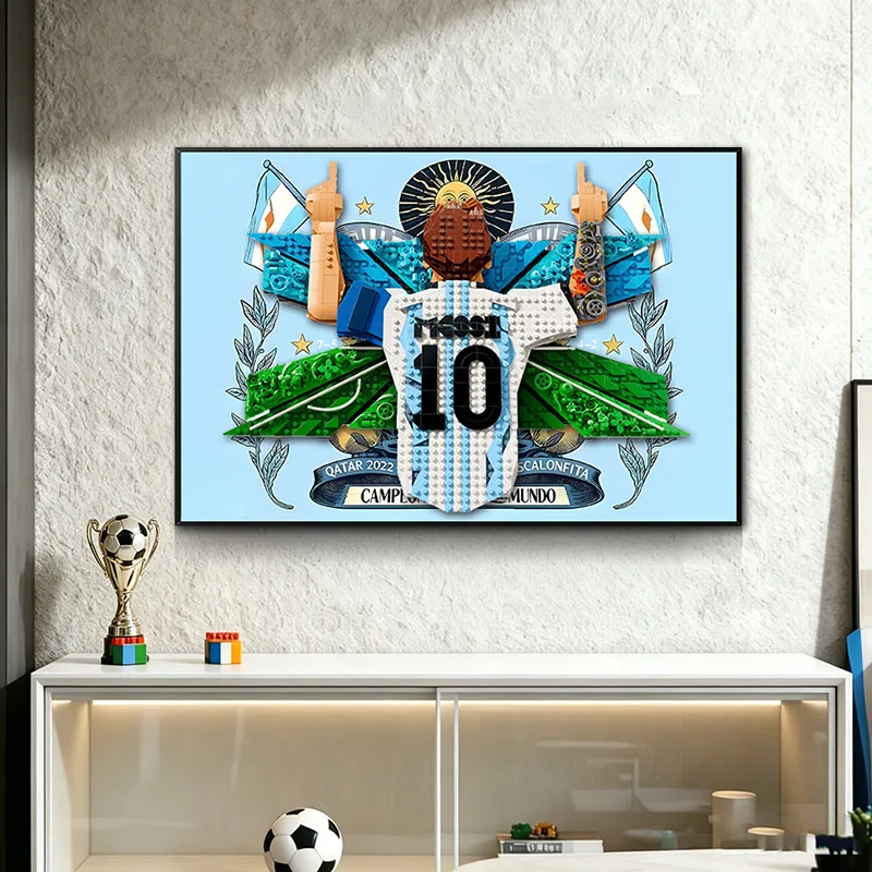 Applicable Lego 43018 Messi Celebration Moments Building Toy Storage Dustproof Display Box Wall Hanging Frame Decoration