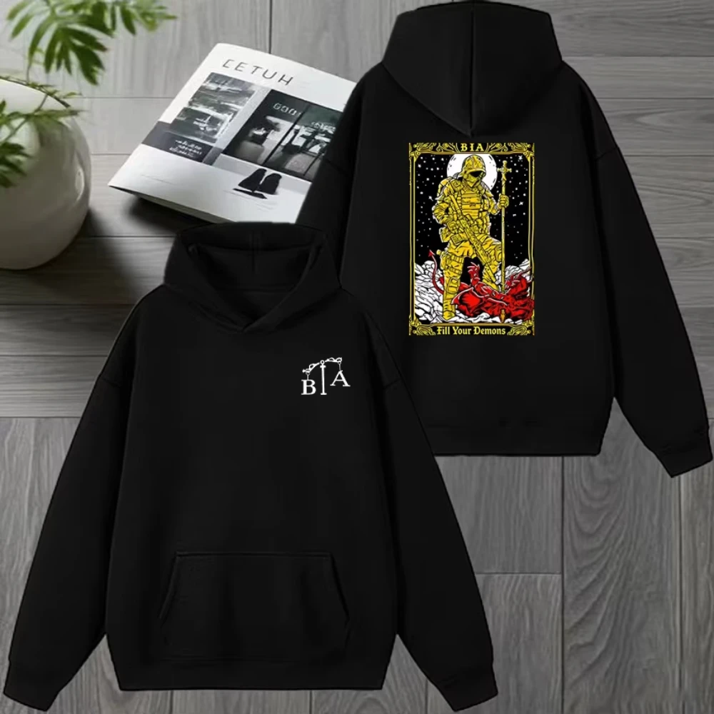 2026 Demons Skeleton Brothers in Arms Double Sided Print Hoodies Bodywarmer Fashion Sweatshirt Oversized Long Sleeve Fleece