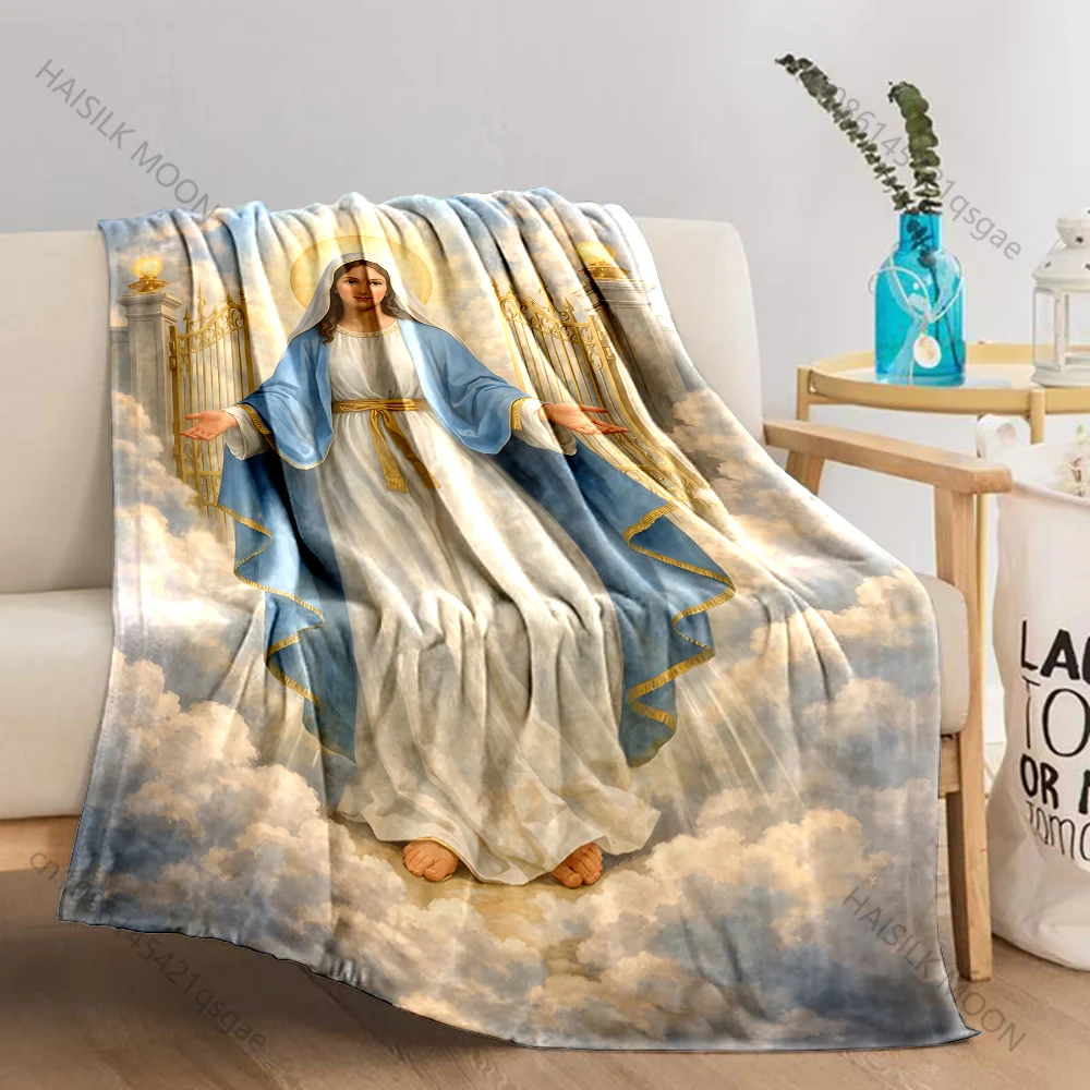 The Golden Gates of Paradise Virgin Mary Print Believer Pray blanket Warm soft flannel material suitable for all seasons gift