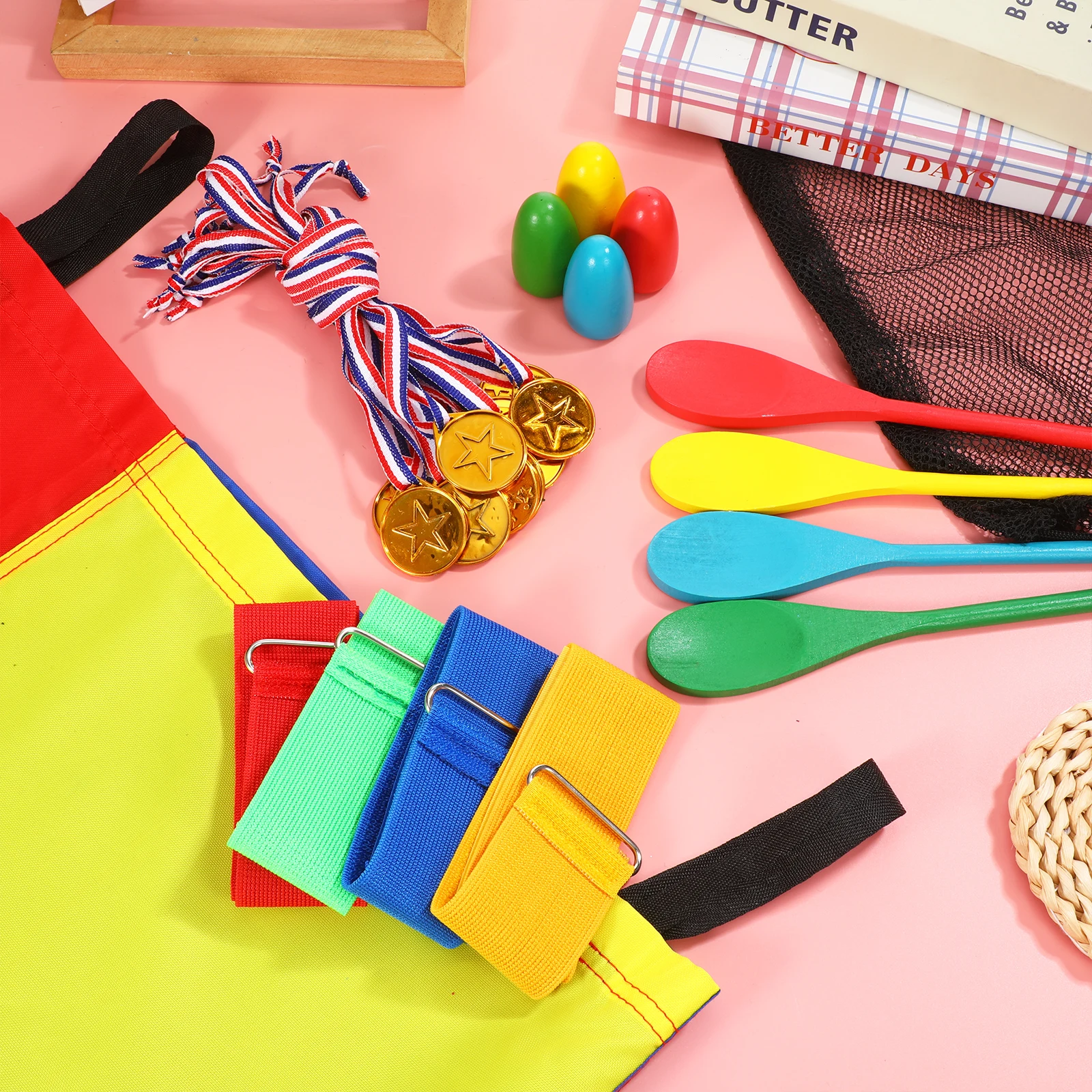 

1 set Outdoor Games Set Family Bonding Sack Race Spoon Relay Three Legged Race Medals Outdoor Birthday Party Games