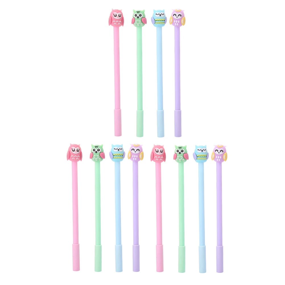 

12 шт. гелевая ручка с совой, гладкое письмо, студенческие канцелярские принадлежности, офисные школьные принадлежности, мультяшные ручки-роллеры, маркеры для учителей