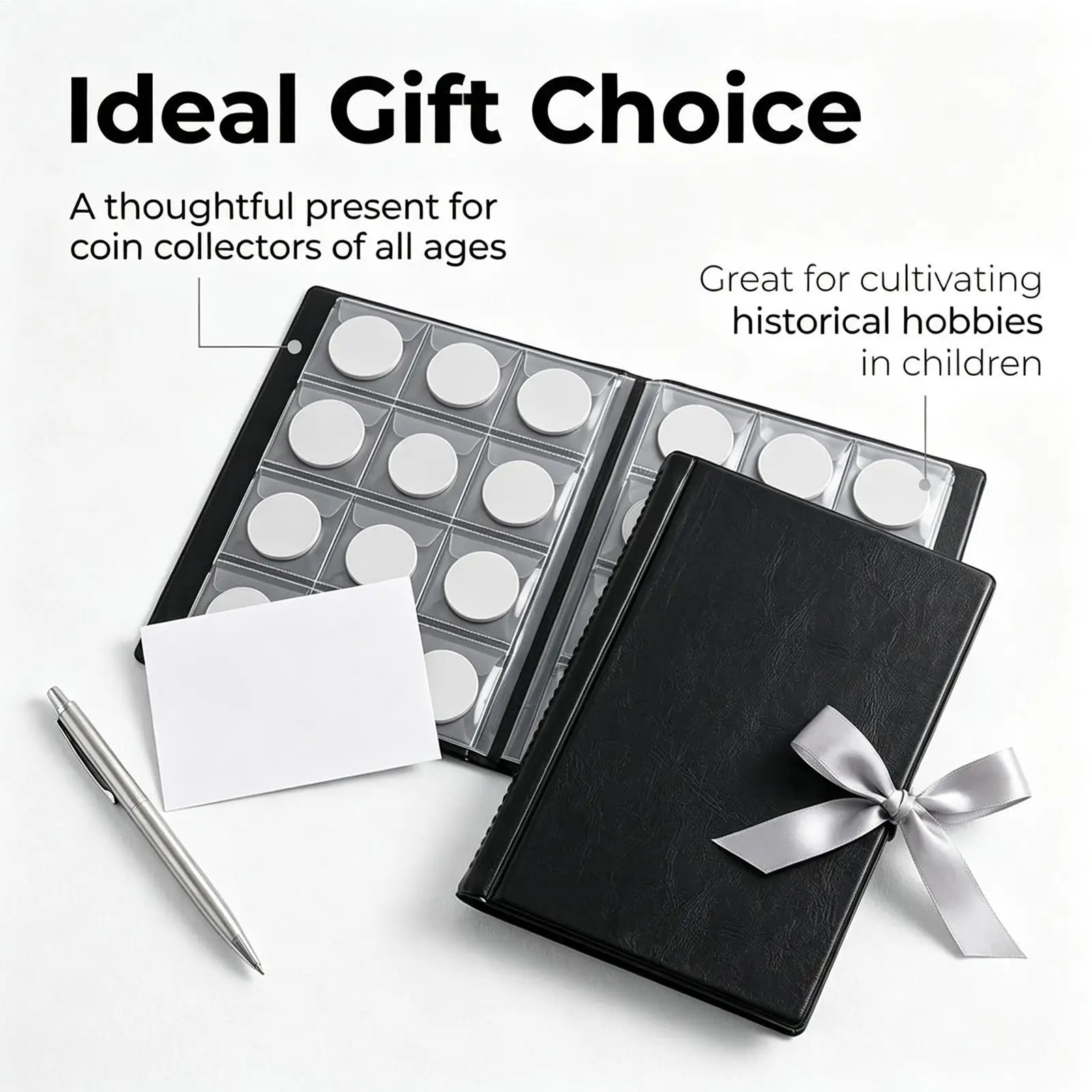Coin Albums For Collectors Transparent Universal Display 120-Compartment Quarter Dime Collection Book For Currency Dollars Cents